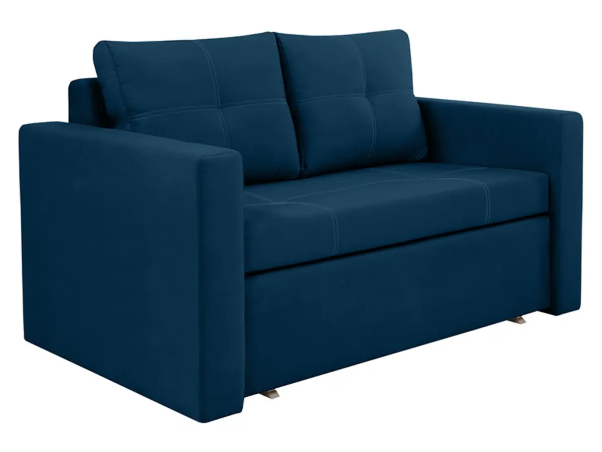 Sofá de dos plazas Bunio III convertible con arcón azul