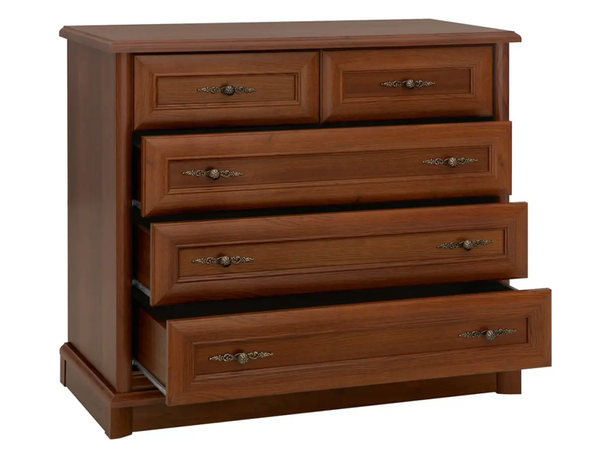 Cómoda Kent 101 cm con 5 cajones castaño