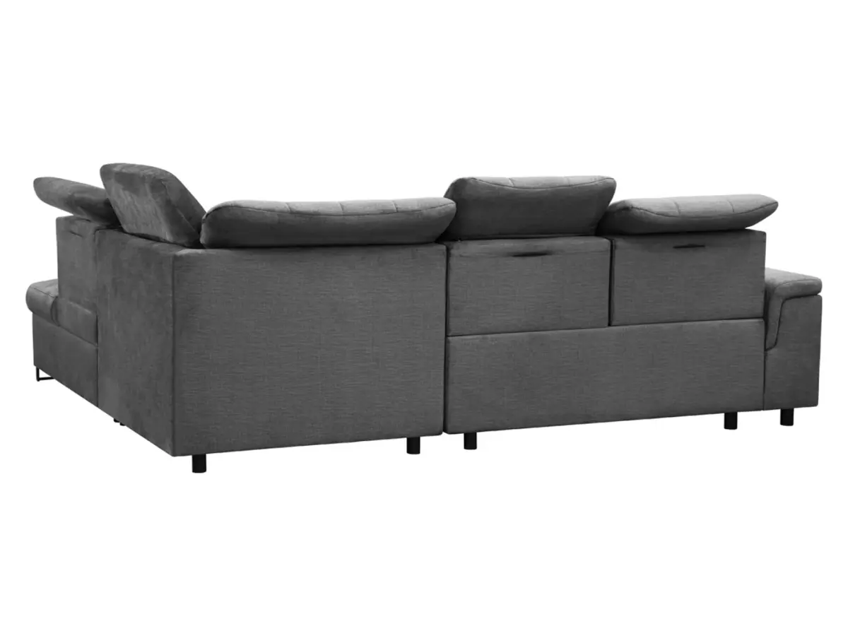 Sofá rinconera derecho Aragon convertible con reposacabezas y asiento regulables gris