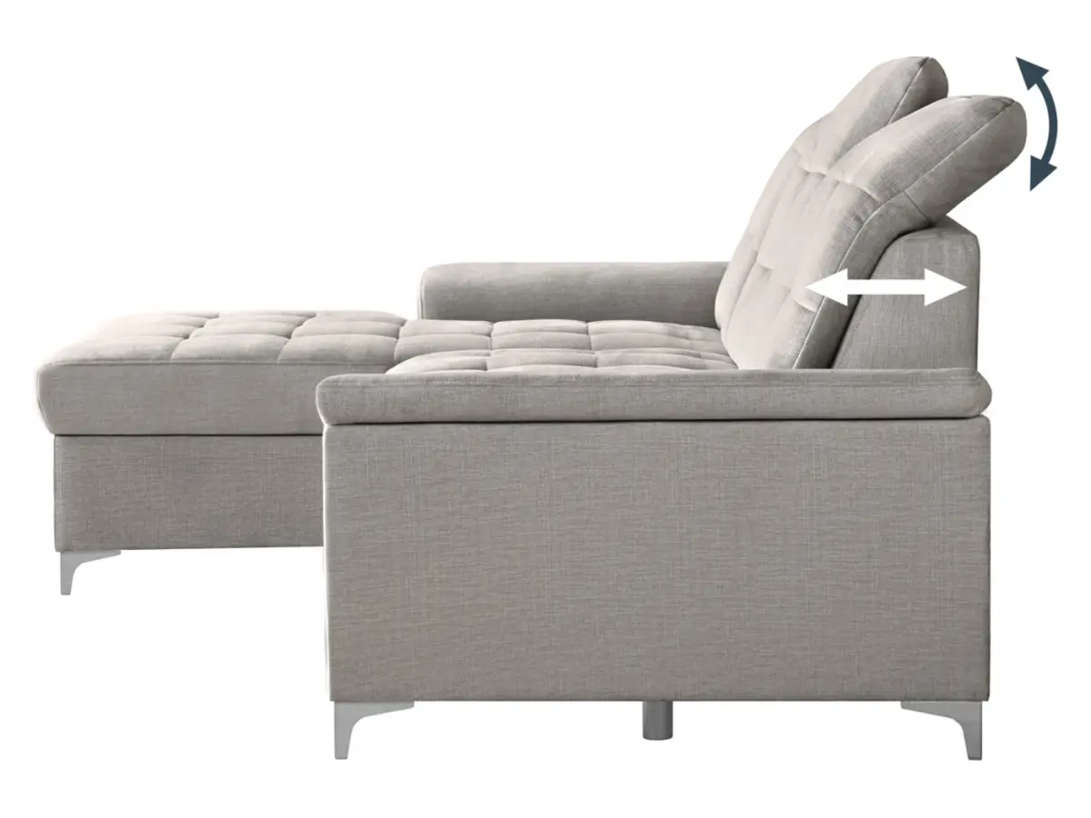 Sofá rinconero izquierdo Ariado convertible con contenedor de terciopelo beige