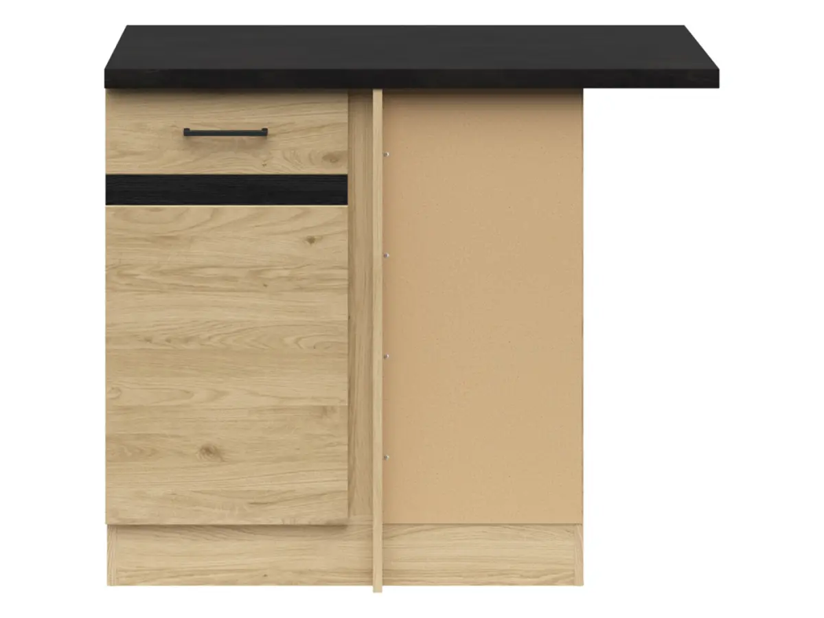 Armario de cocina inferior de esquina Junona Line derecho roble bernstein con encimera para rincón de 100x60 cm