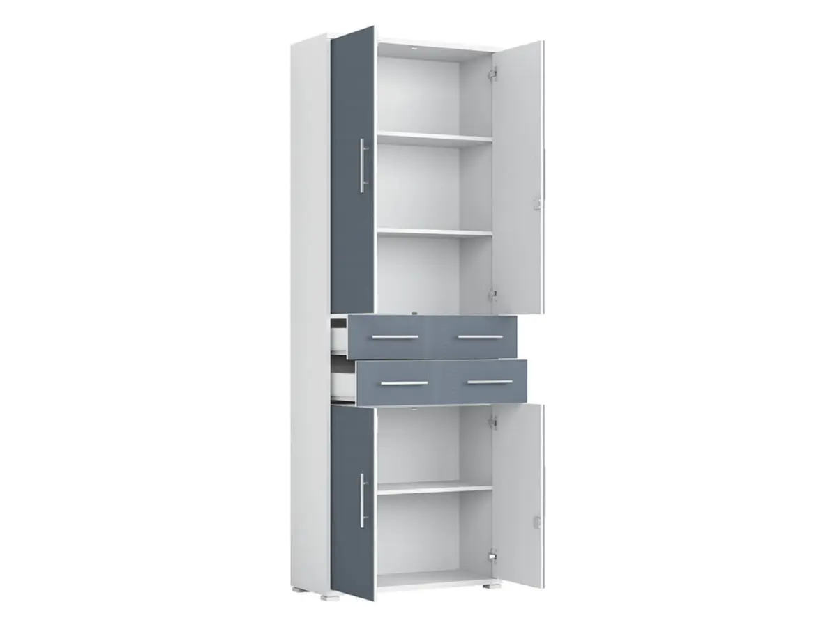 Estantería Office Lux 79 cm con 4 puertas y 2 cajones gris claro