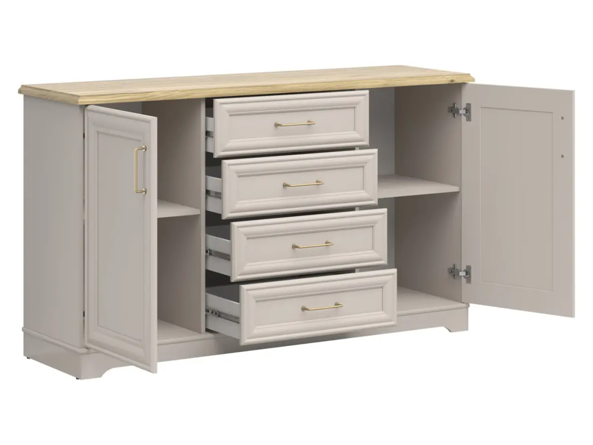 Комод Anga 154 см с 2 дверцами и 4 ящиками кашемир/дуб mauvella