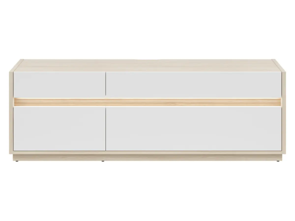 Mueble RTV Kim con 3 cajones y puertas roble riva claro/blanco