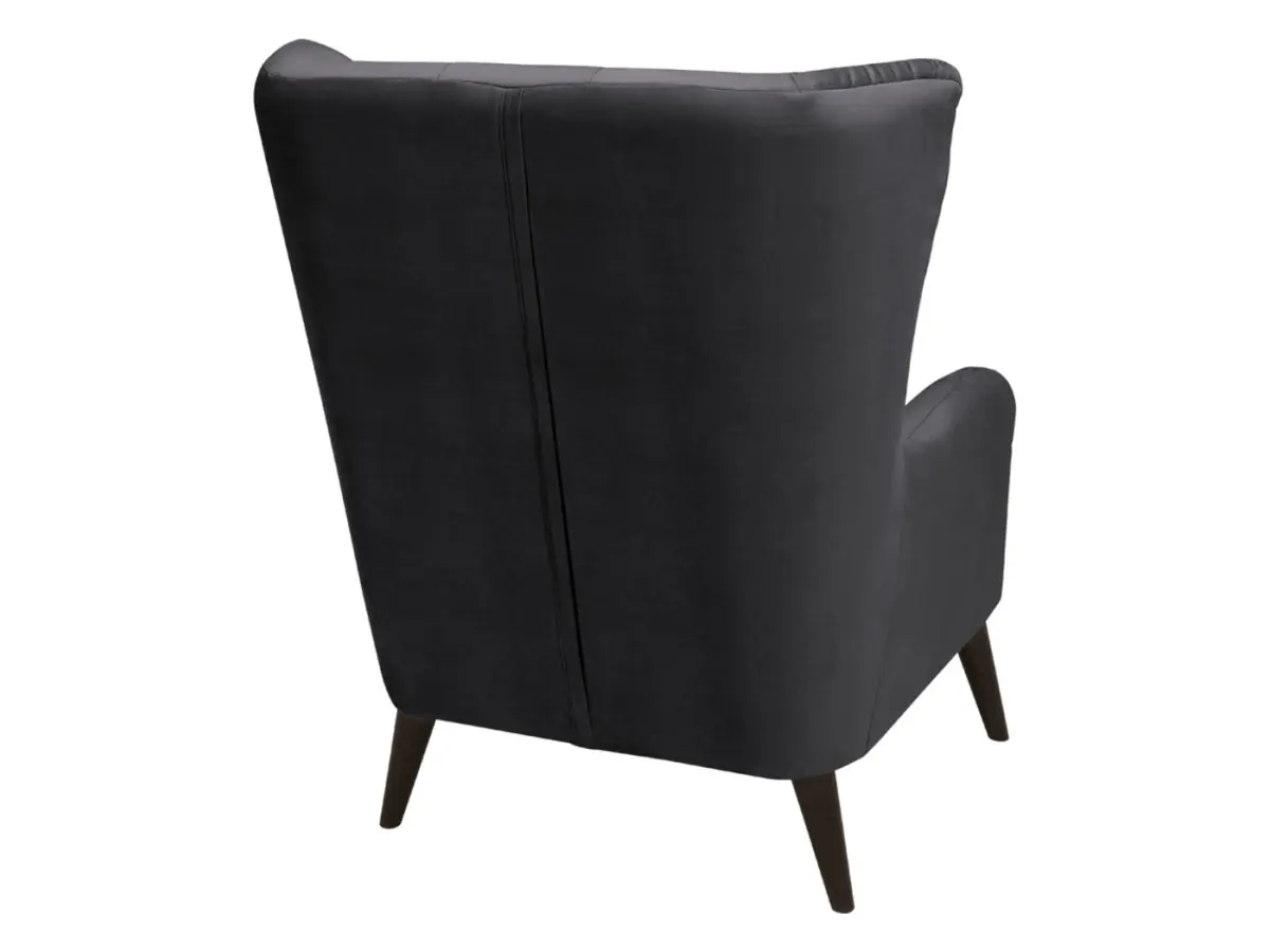 Sillón orejero Casey de terciopelo negro