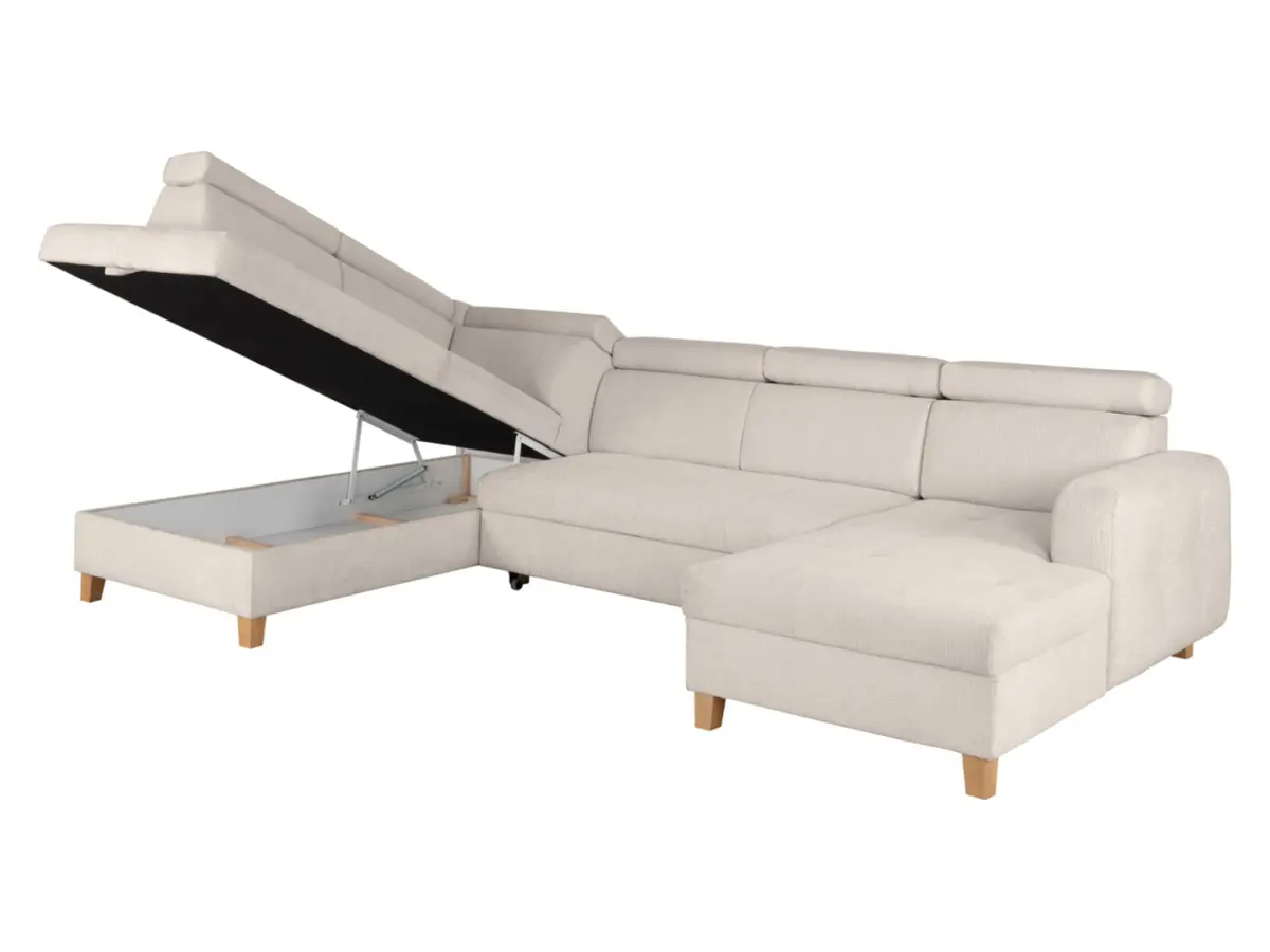 Кутовий диван лівобічний Saragossa розкладний шеніловий бежевий