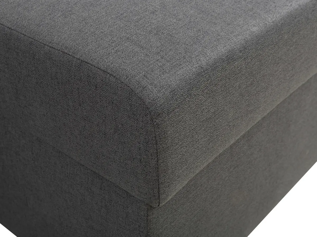 Sofá de esquina universal Laro convertible con arcón gris oscuro