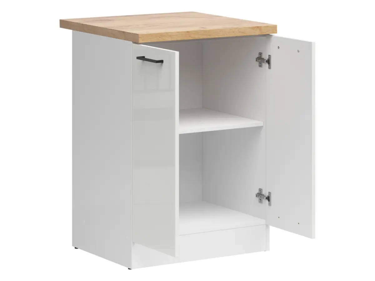 Mueble de cocina inferior Junona Line 60 cm brillo tiza con encimera