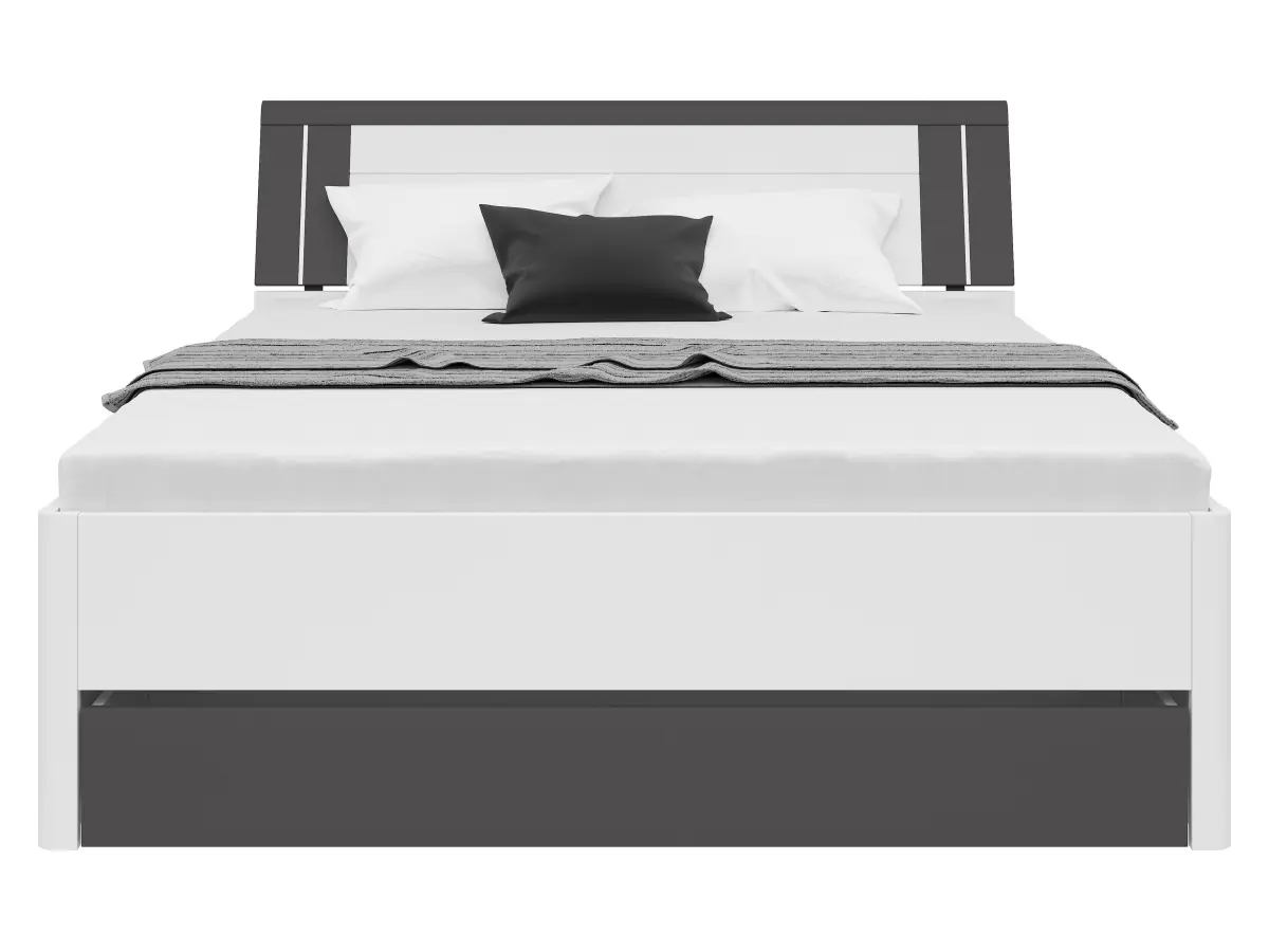 Кровать Saturn 160x200 с 3 ящиками белая/графит