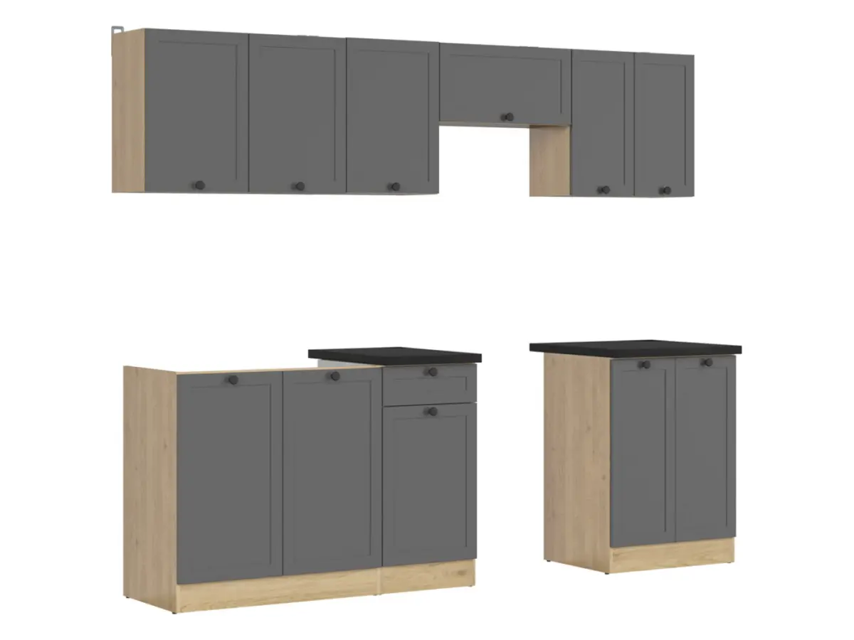 Conjunto de cocina Junona Line 240 cm grafito con encimera