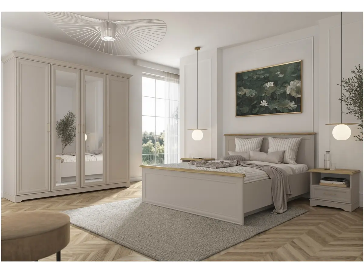 Cama Anga B 160x200 con somier y contenedor cachemira/roble mauvella