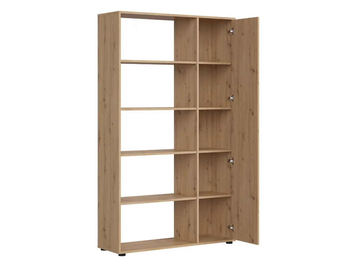 Estantería Space Office 120 cm con puertas y 5 estantes roble artisan