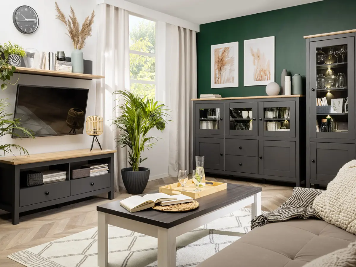 Vitrina Hesen 71 cm con 2 puertas grafito