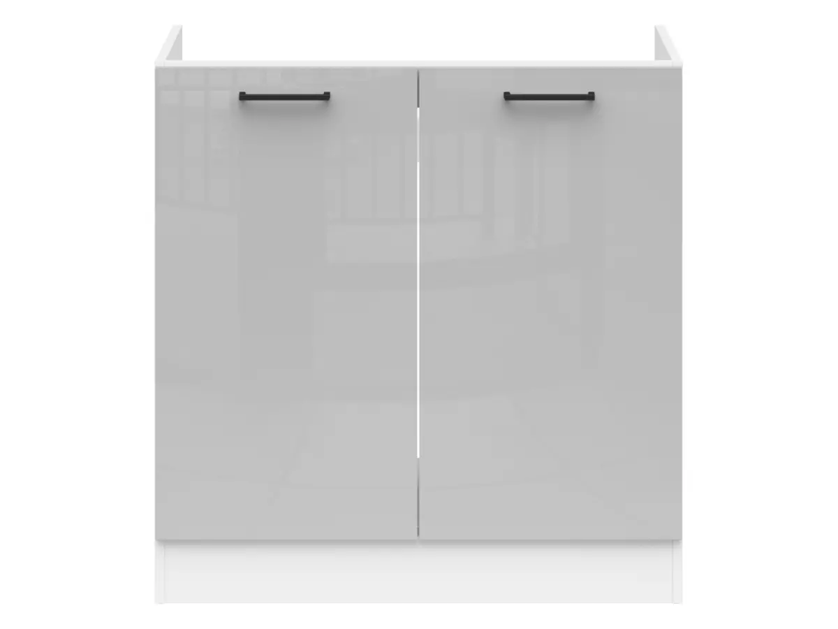 Mueble de cocina bajo fregadero Junona Line 80 cm gris claro brillo