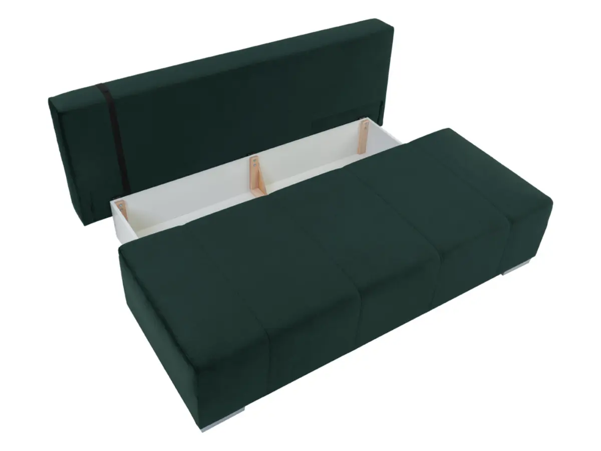 Sofá de tres plazas Street IV desplegable con contenedor terciopelo verde