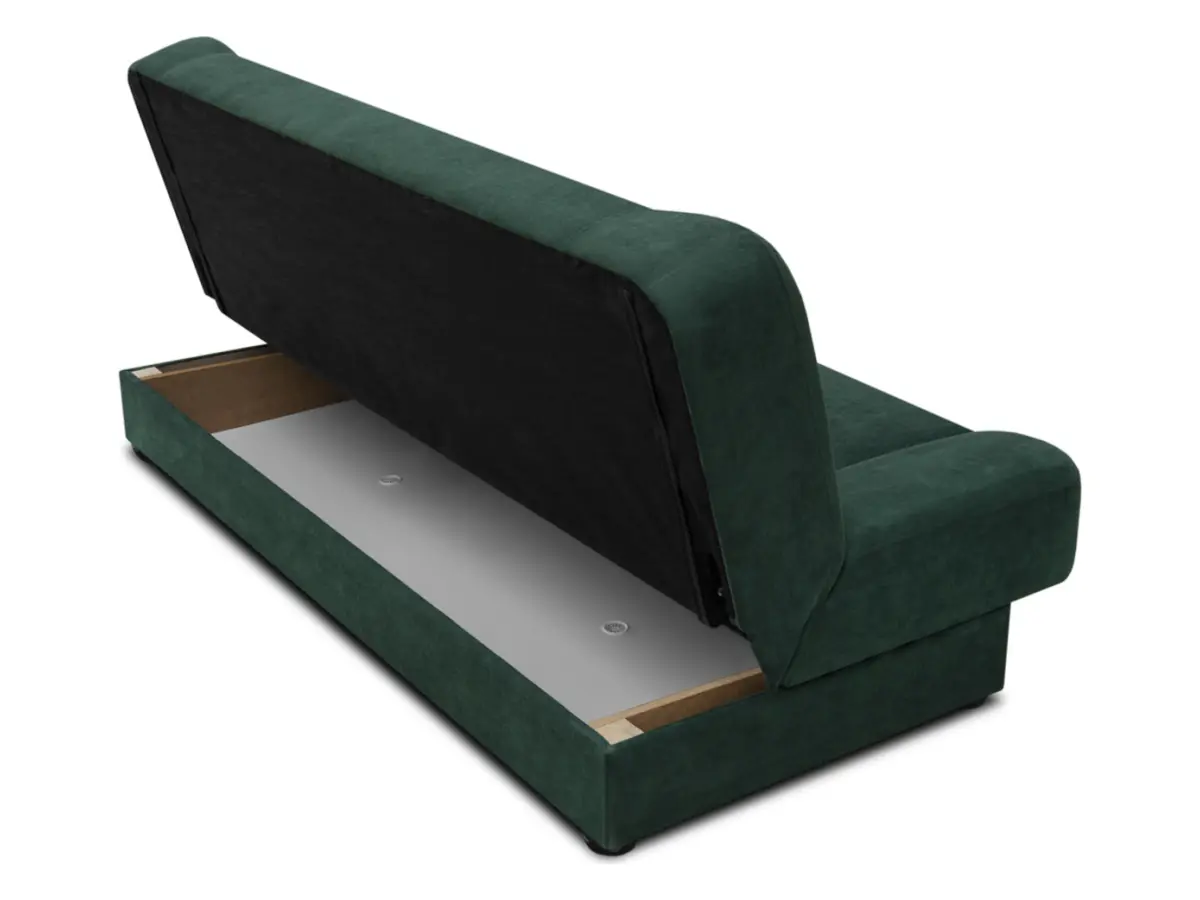 Sofá cama de tres plazas Lami con arcón verde