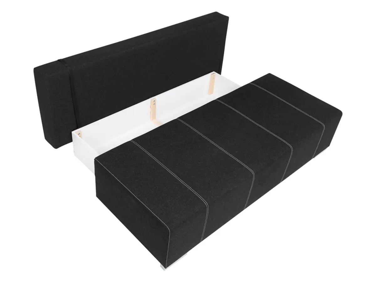 Sofá de tres plazas Street IV LUX 3DL convertible con arcón negro