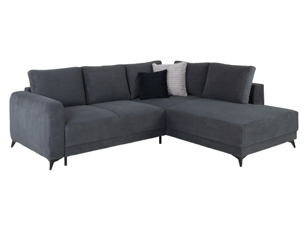 Sofá rinconera universal Martinez convertible con arcón de pana gris oscuro