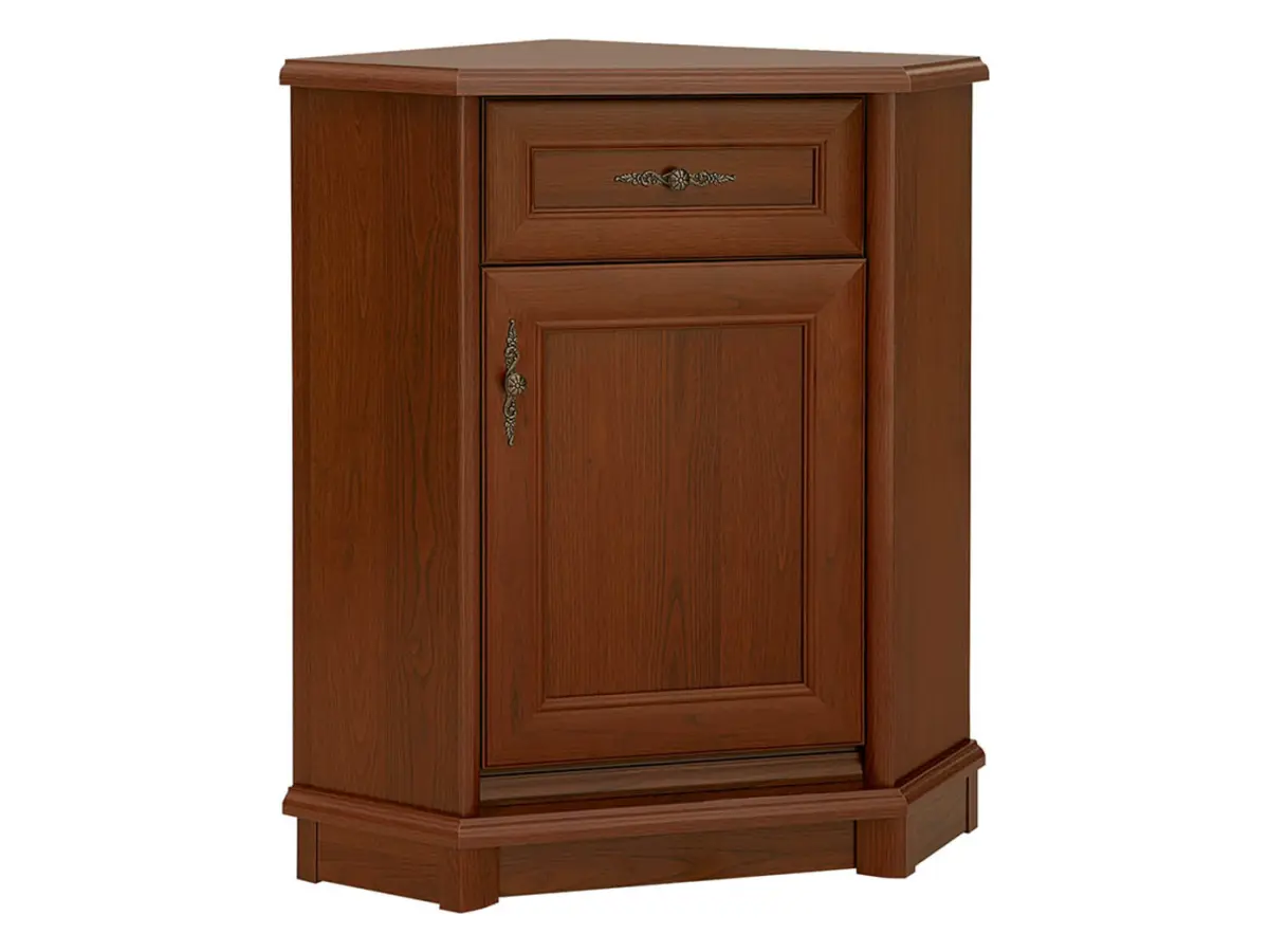 Cómoda de esquina Kent 60 cm con puertas y cajón castaño