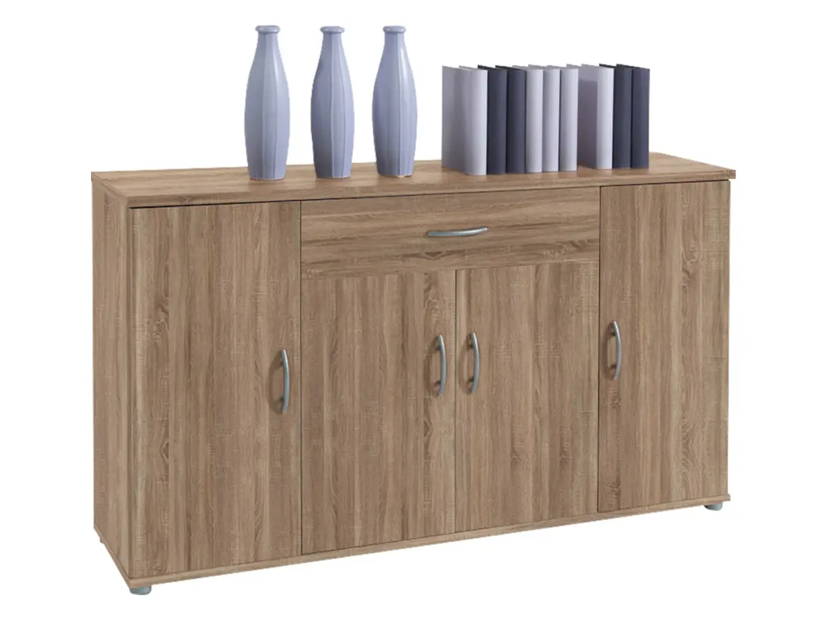 Cómoda Lilly 118 cm con 4 puertas y un cajón roble sonoma
