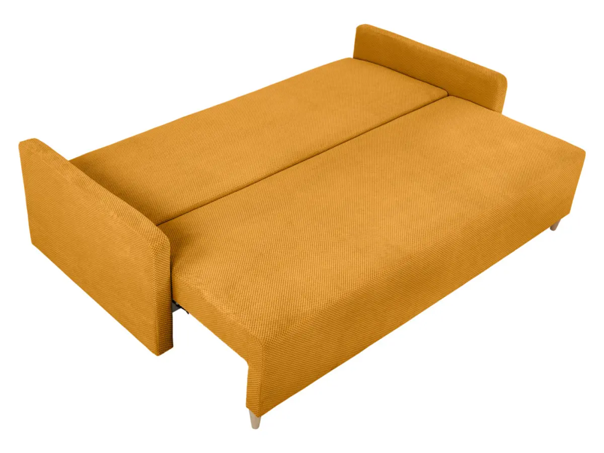Sofá de tres plazas Sigma convertible con arcón amarillo
