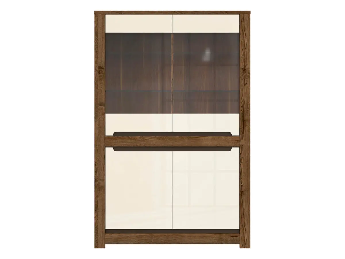 Vitrina Ruso 104 cm con 4 puertas roble april/brillo perlado