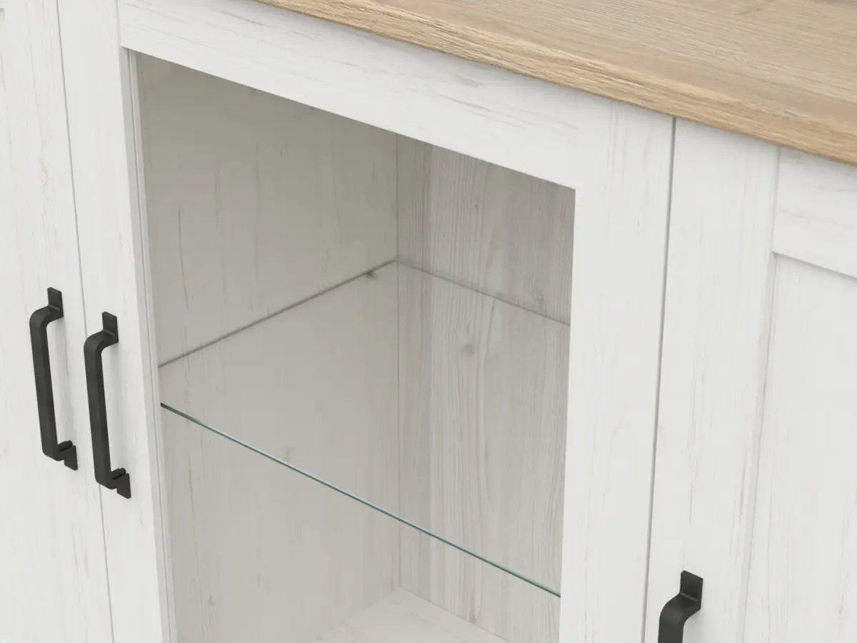 Vitrina Loksa 160 cm con 3 puertas pino andersen blanco