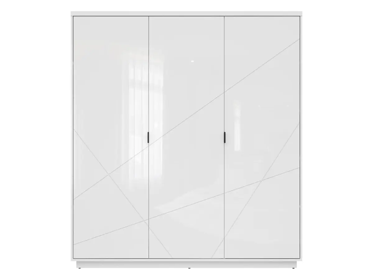 Armario de tres puertas Forn 180 cm blanco alto brillo