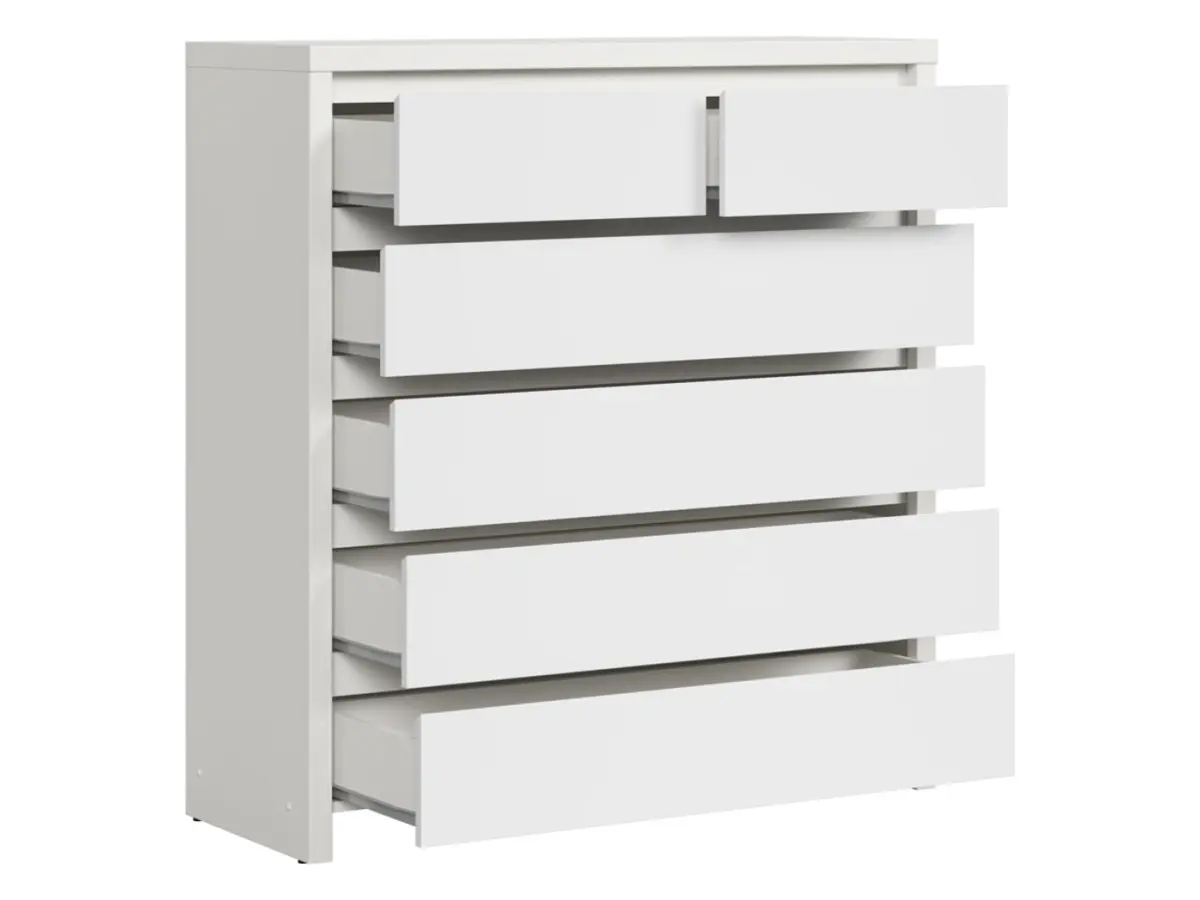 Cómoda Kaspian 105 cm con 6 cajones blanca