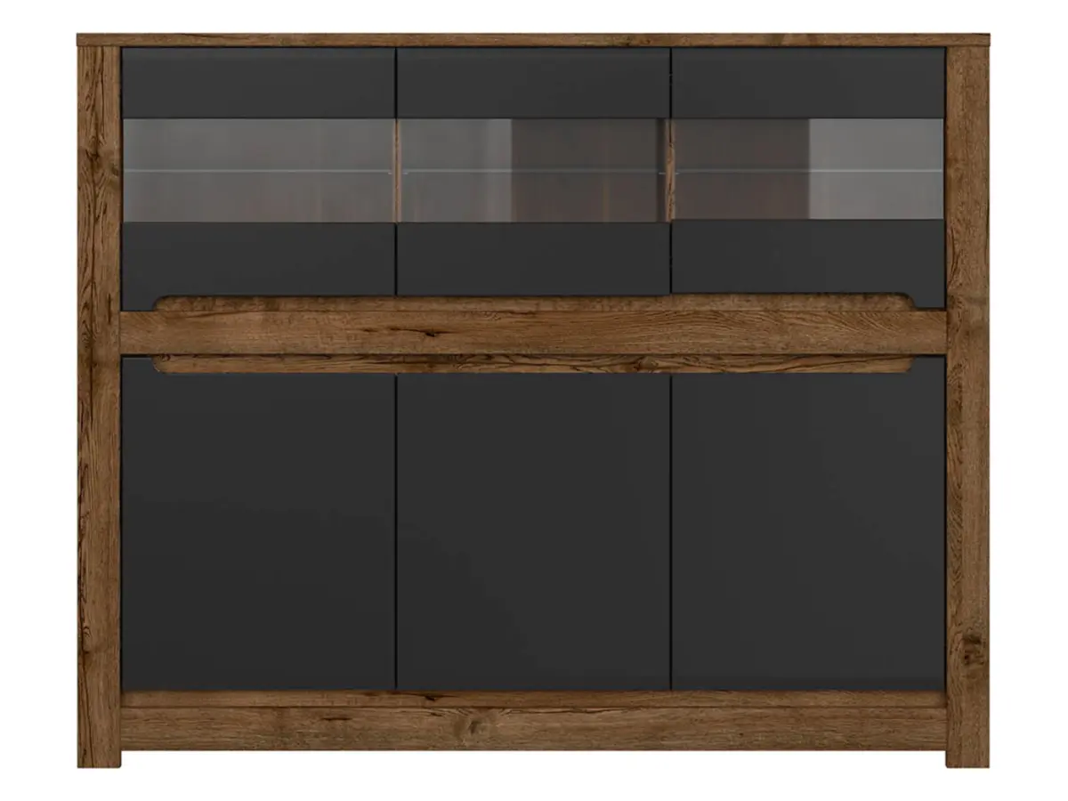 Vitrina Ruso 149 cm con 6 puertas roble april/negro mate