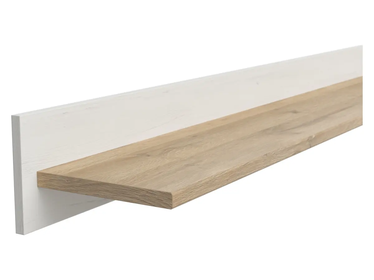 Estante de pared Loksa 143 cm pino andersen blanco/roble grandson