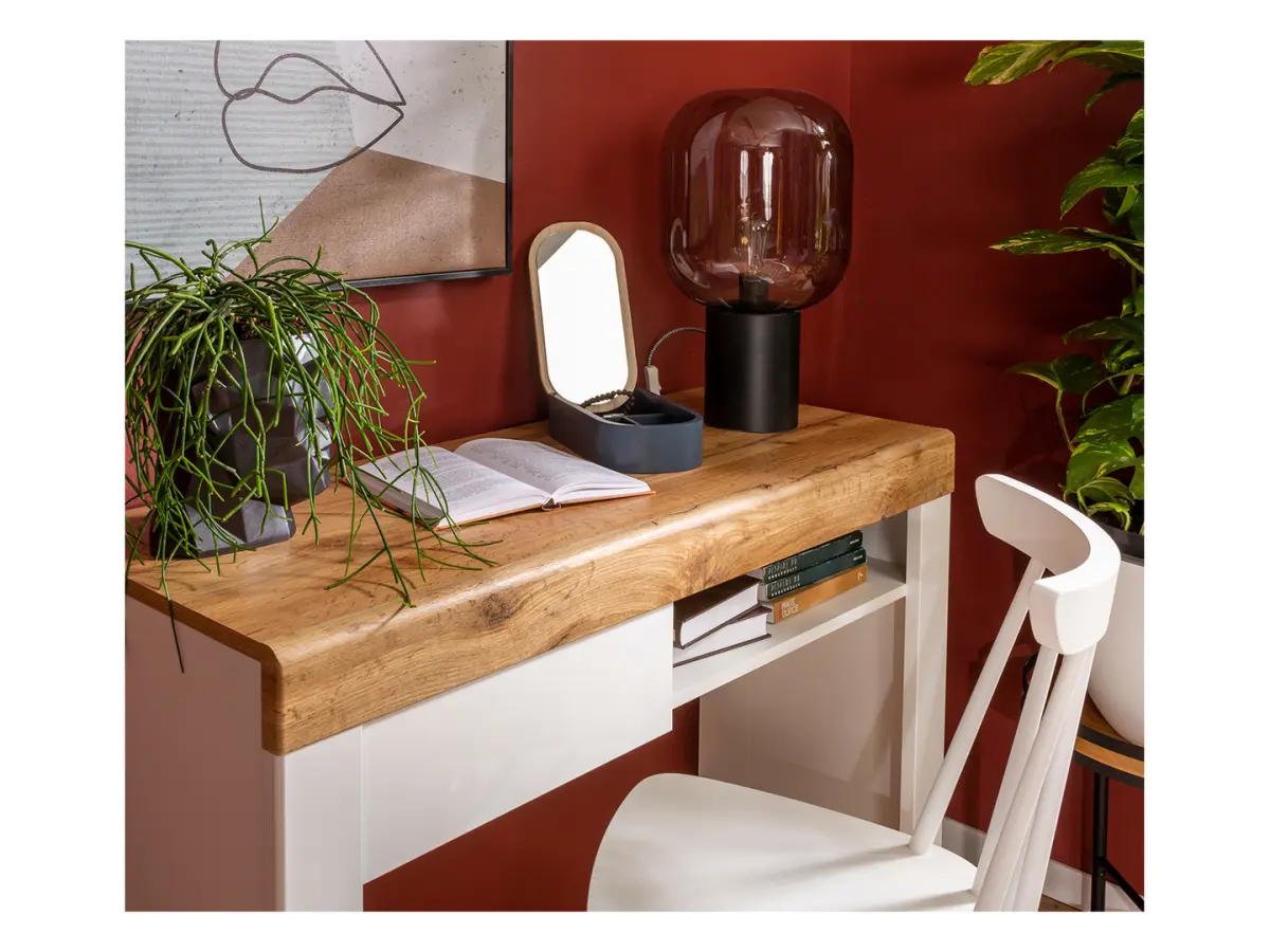 Tocador Holten 106 cm con cajón y estante blanco brillo