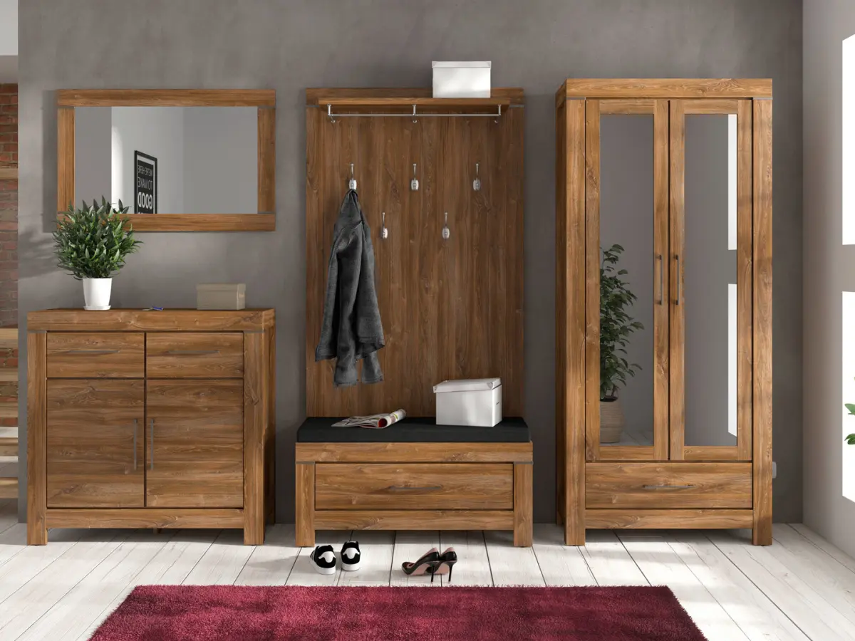Estantería Gent 88 cm con cajón y 2 puertas con espejo roble stirling
