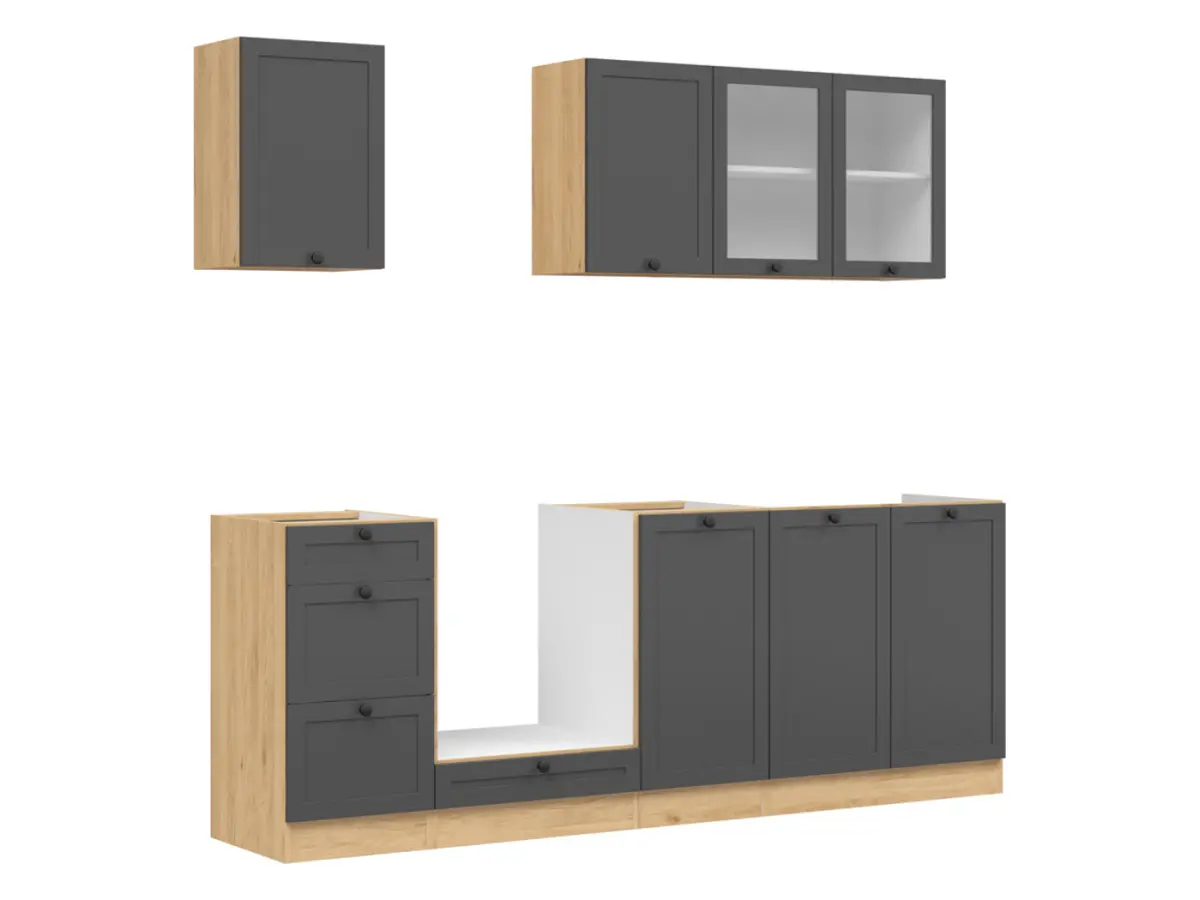 Кухонный гарнитур Junona Line 220 см графитовый