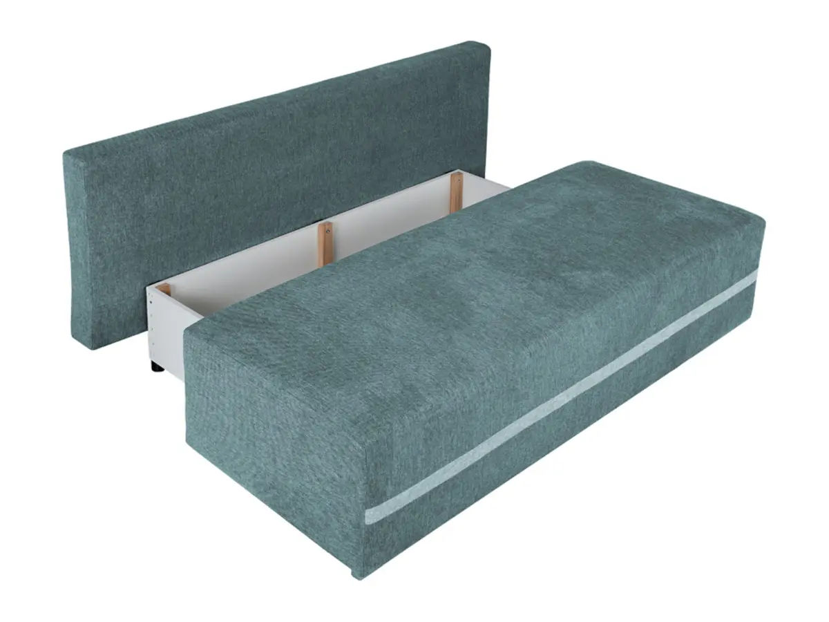 Sofá de tres plazas Mata con función de cama y arcón verde