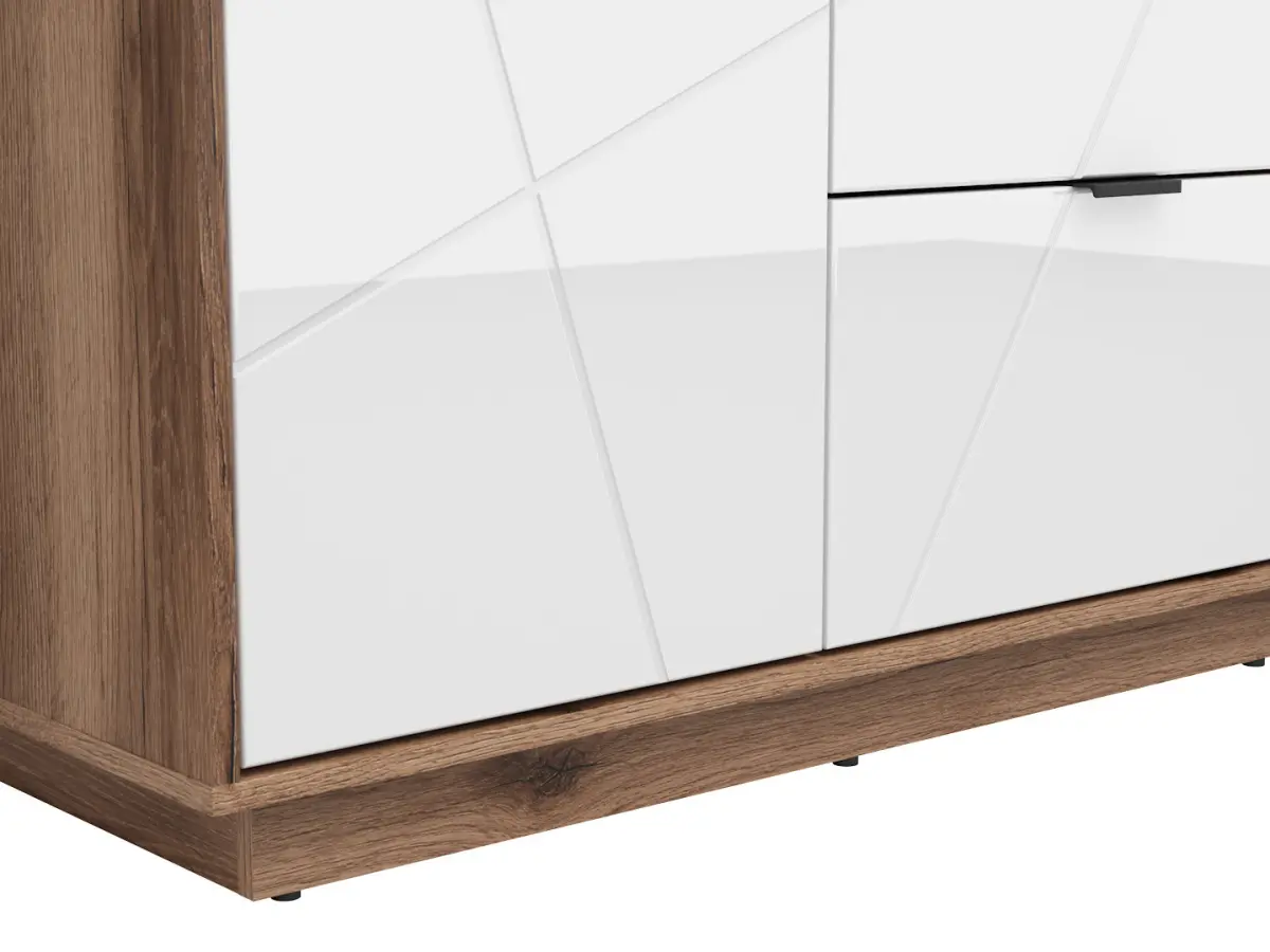 Armario de dos puertas Forn 94 cm con cajones roble delano oscuro/blanco brillo