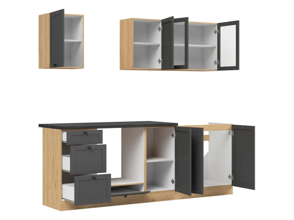 Conjunto de cocina Junona Line 220 cm grafito con encimera