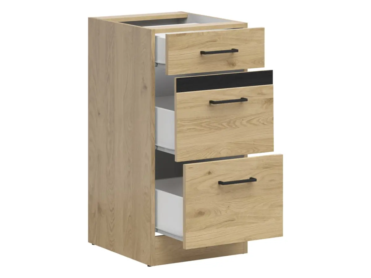 Armario bajo de cocina Junona Line 40 cm con 3 cajones roble bernstein