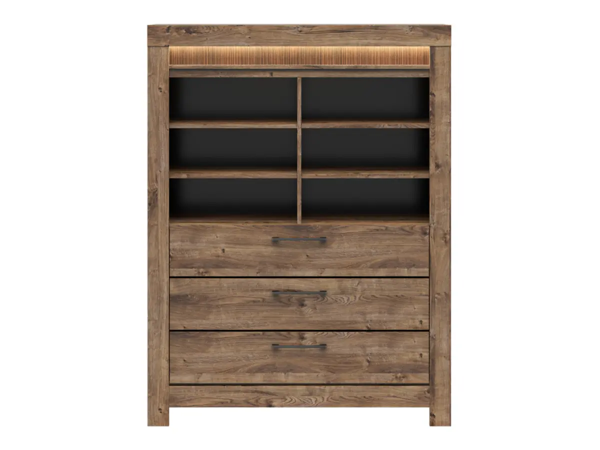 Estantería Torin 114 cm con 3 cajones y 6 estantes roble ribbeck marrón