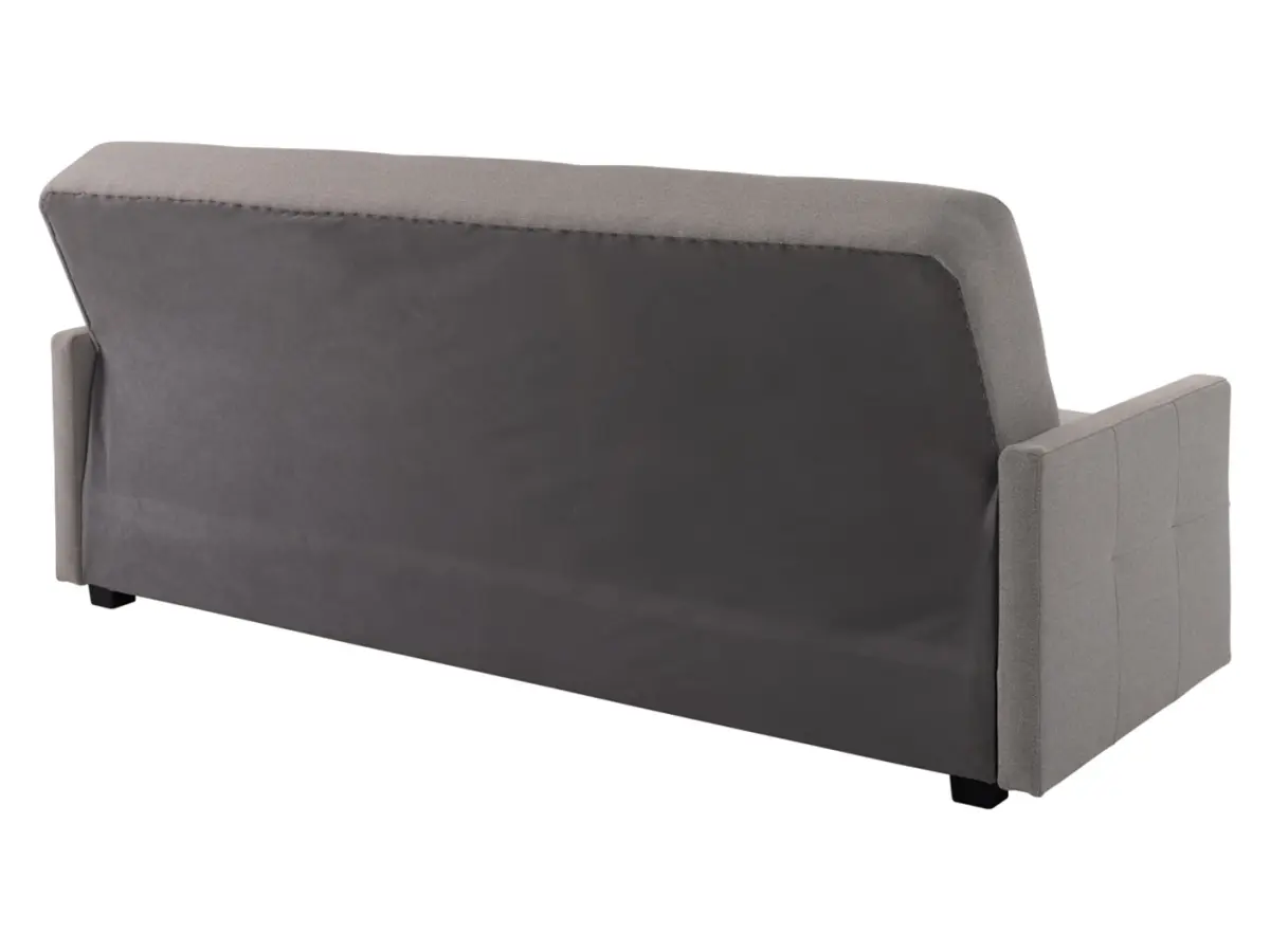 Sofá cama de tres plazas Maro plegable con arcón, tela trenzada gris