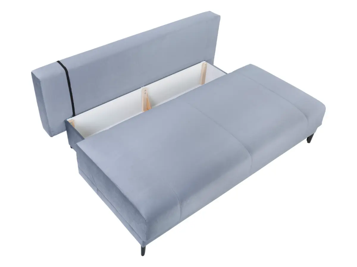 Sofá de tres plazas Sentila con cama y arcón gris