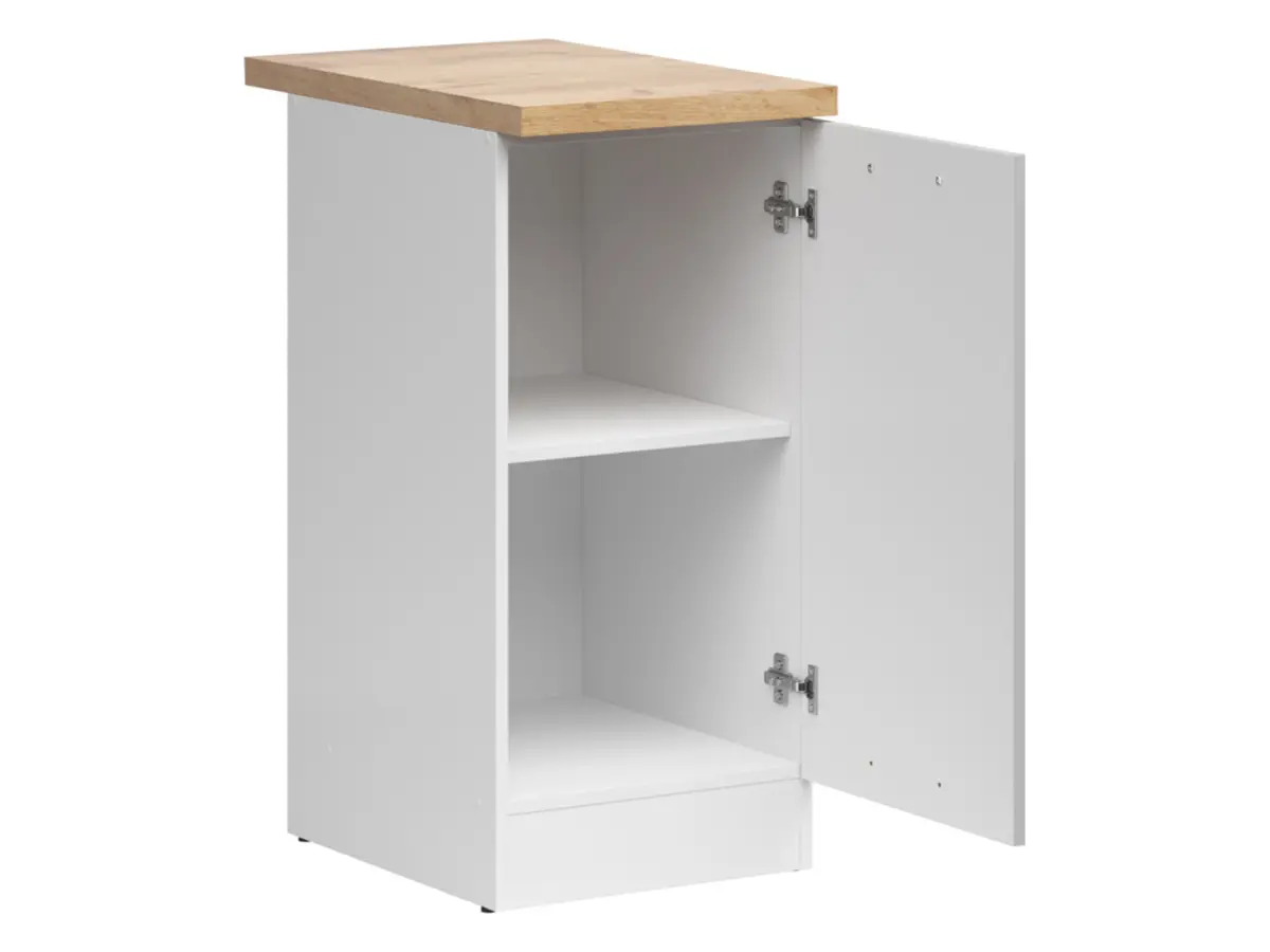 Armario de cocina inferior Junona Line 40 cm derecho gris claro brillo con encimera