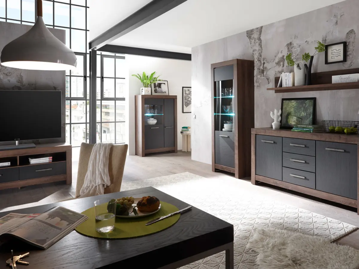 Комод Balin 160 см з 2 дверцятами та 3 шухлядами дуб монастирський/дуб чорний