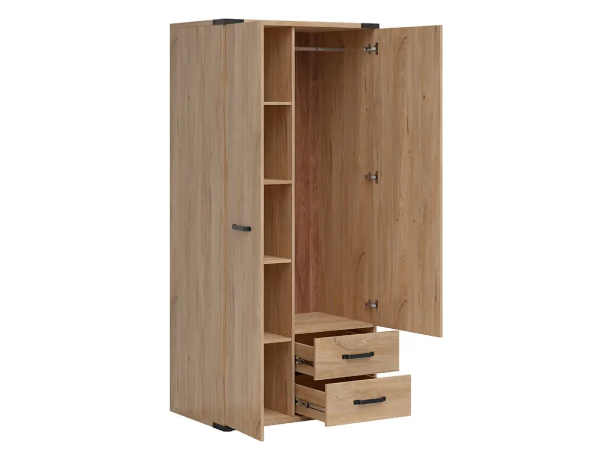 Armario de dos puertas Lara 90 cm con cajones fresno belarus