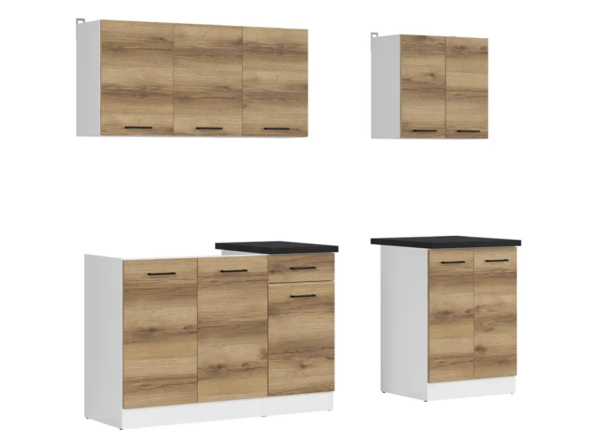 Conjunto de cocina Junona Line A 180 cm roble delano claro con encimera