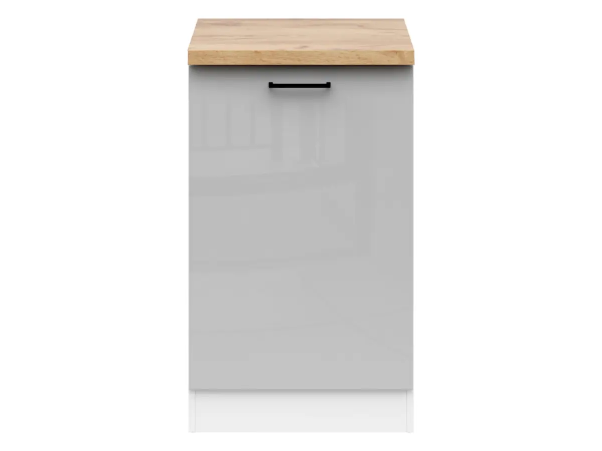 Armario bajo de cocina Junona Line 50 cm derecho gris claro brillo con encimera