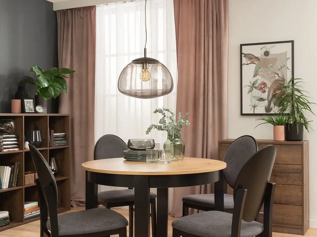 Mesa extensible Bernardin NEO 100-176/76 roble artisan/negro