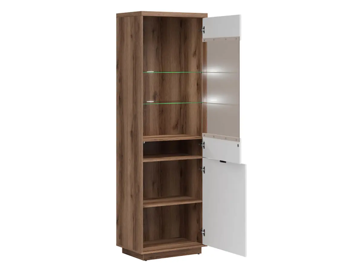 Vitrina Forn 64 cm con 2 puertas roble delano oscuro/blanco brillo