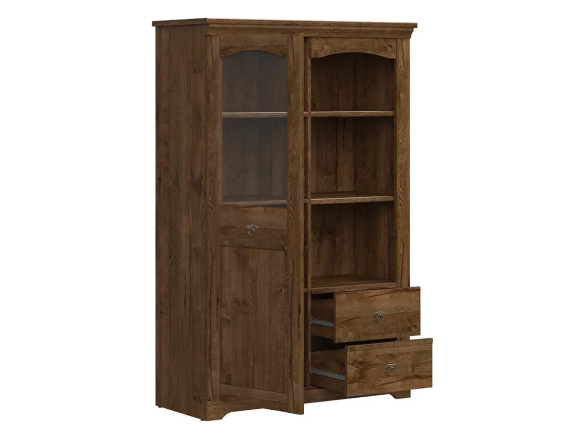 Vitrina Patras 103 cm con puertas y 2 cajones roble april