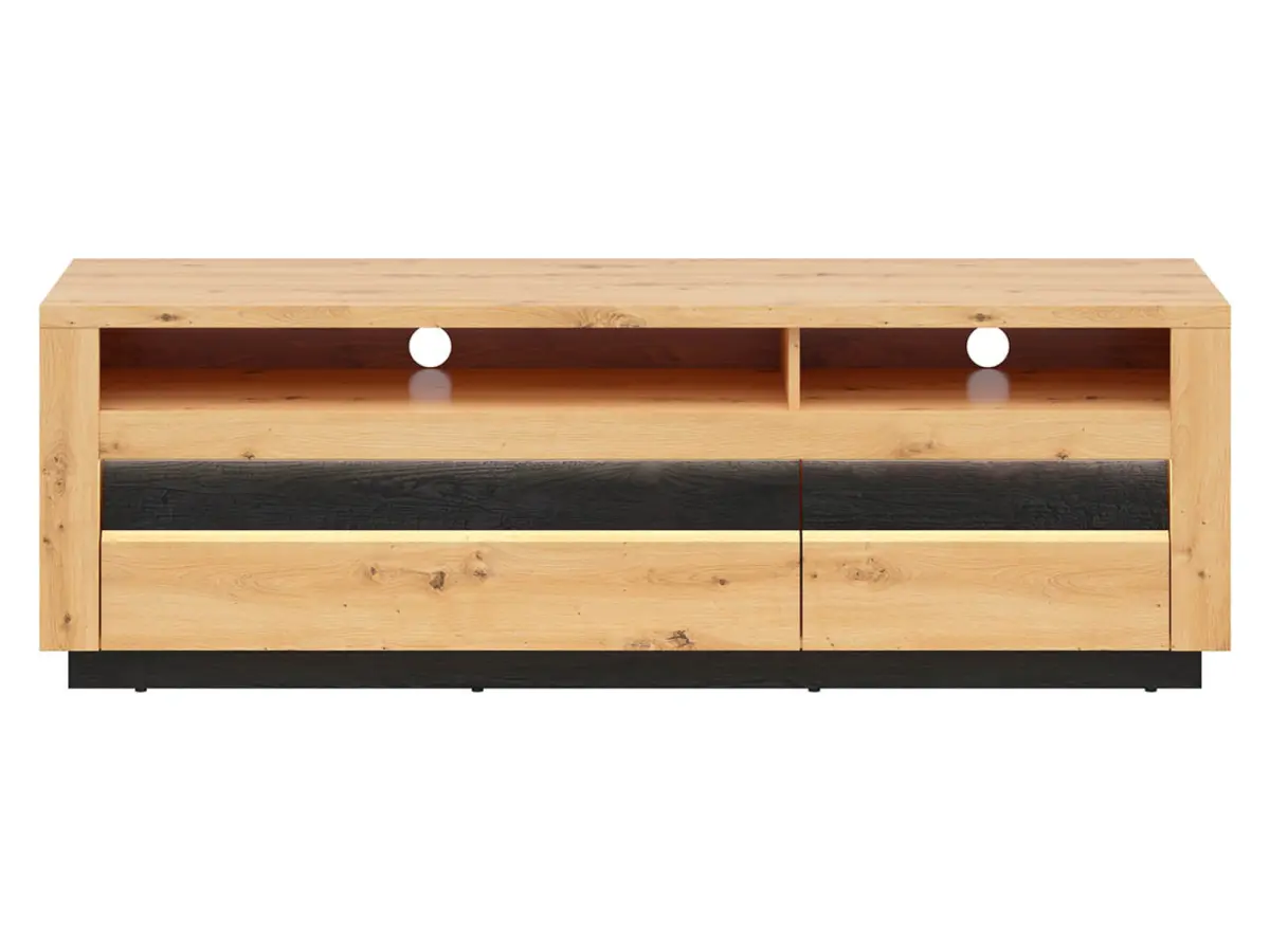 Mueble RTV Ostia 161 cm con 2 cajones y un estante roble artisan